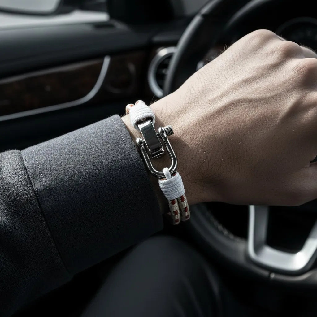 PULSEIRA MASCULINA DE CORDA BRANCA SIGNATURE MARINE | MONTRIER