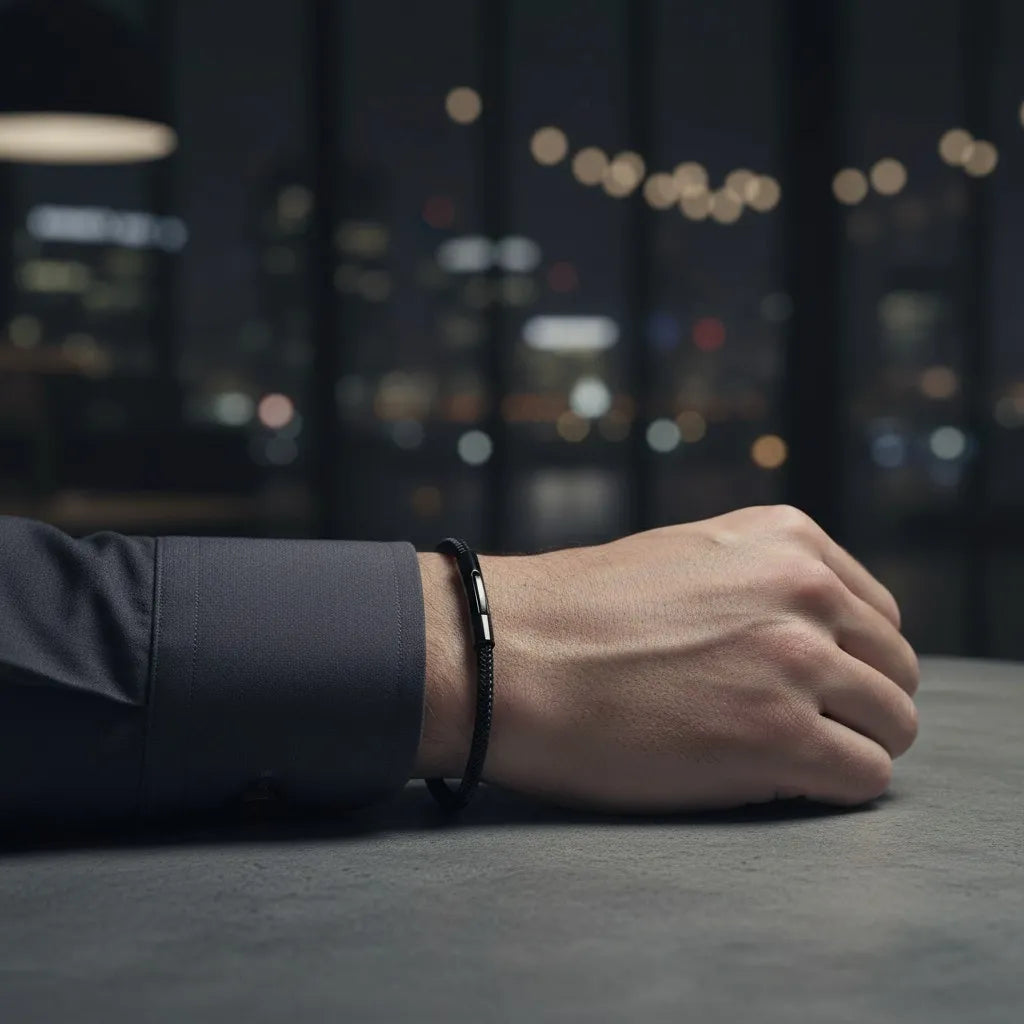 PULSEIRA DE METAL MONTRIER — TRAMA MINIMAL BLACK