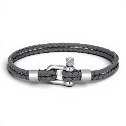 PULSEIRA MASCULINA DE COURO CINZA BRAID | MONTRIER