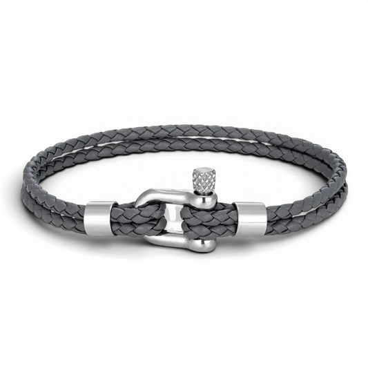 PULSEIRA MASCULINA DE COURO CINZA BRAID | MONTRIER