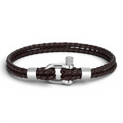 PULSEIRA MASCULINA DE COURO MARROM BRAID | MONTRIER