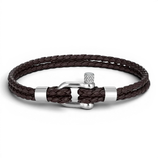 PULSEIRA MASCULINA DE COURO MARROM BRAID | MONTRIER
