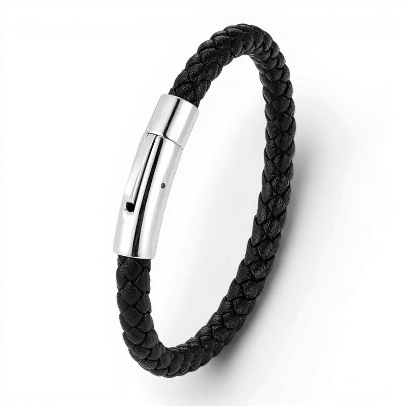 PULSEIRA MASCULINA DE COURO PRETA ATELIER | MONTRIER