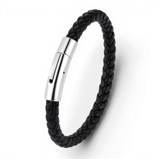 PULSEIRA MASCULINA DE COURO PRETA ATELIER | MONTRIER