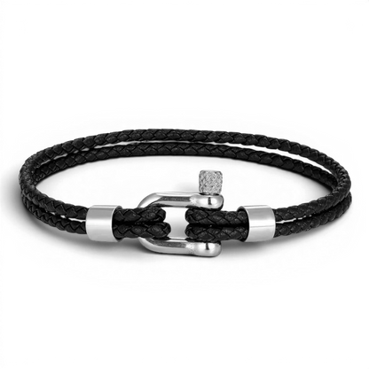 PULSEIRA MASCULINA DE COURO PRETA BRAID | MONTRIER