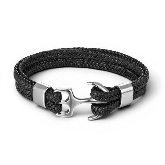 PULSEIRA MASCULINA DE COURO PRETA HERITAGE | MONTRIER