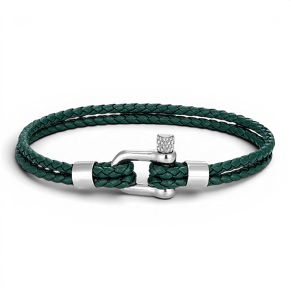 PULSEIRA MASCULINA DE COURO VERDE BRAID | MONTRIER