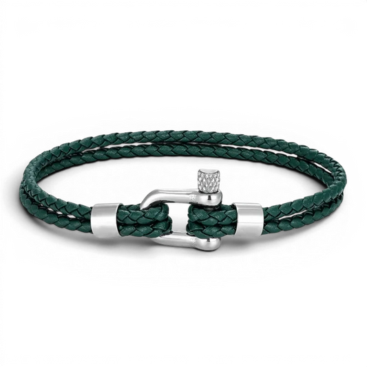 PULSEIRA MASCULINA DE COURO VERDE BRAID | MONTRIER