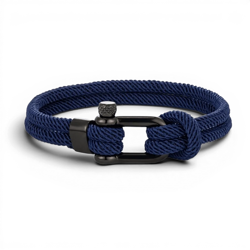 PULSEIRA MASCULINHA DE CORDA AZUL SIGNATURE NOIR BLACK | MONTRIER