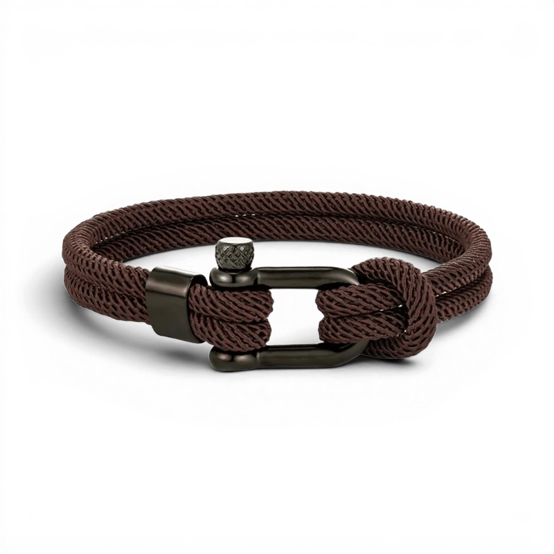 PULSEIRA MASCULINHA DE CORDA MARROM SIGNATURE NOIR BLACK | MONTRIER