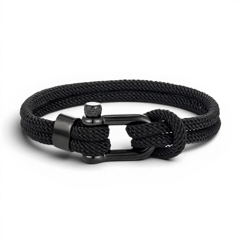 PULSEIRA MASCULINHA DE CORDA PRETA SIGNATURE NOIR BLACK | MONTRIER