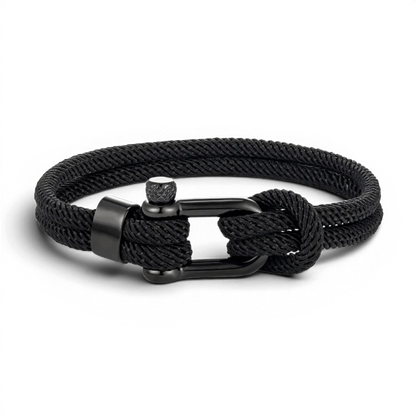 PULSEIRA MASCULINHA DE CORDA PRETA SIGNATURE NOIR BLACK | MONTRIER