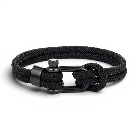 PULSEIRA MASCULINHA DE CORDA PRETA SIGNATURE NOIR BLACK | MONTRIER