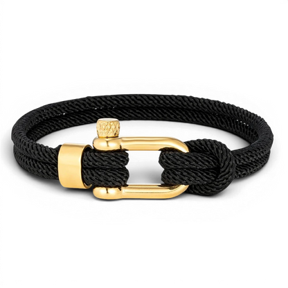 PULSEIRA MASCULINA DE CORDA PRETA SIGNATURE NOIR GOLD | MONTRIER