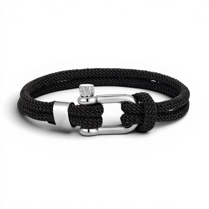 PULSEIRA MASCULINA DE CORDA PRETA SIGNATURE NOIR | MONTRIER