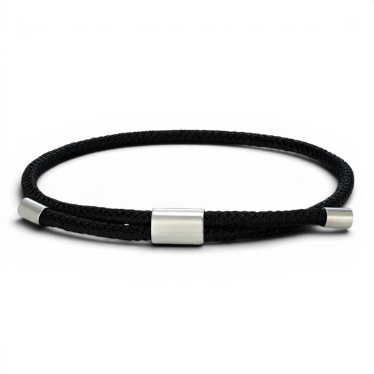 PULSEIRA MASCULINA DE CORDA PRETA TRAÇO | MONTRIER