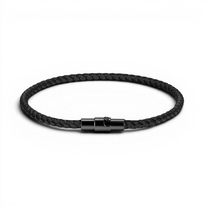 PULSEIRA MASCULINA DE CORDA TRANÇADO PRETA ÔNIX | MONTRIER