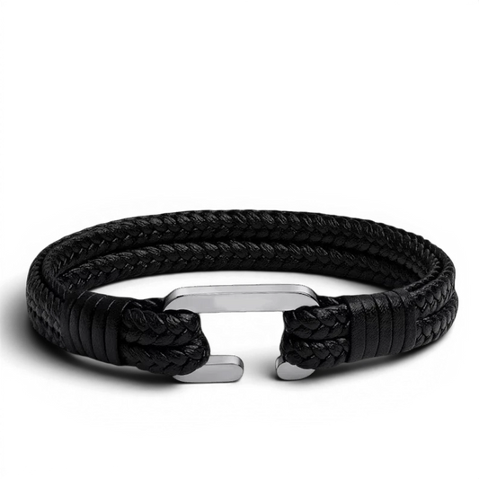 PULSEIRA MASCULINA DE COURO TRANÇADO PRETO AXIS | MONTRIER