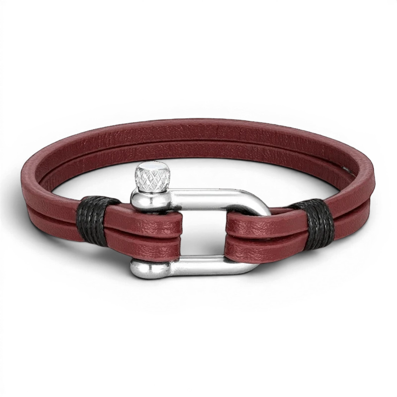 PULSEIRA MASCULINA DE COURO VINHO LEGACY | MONTRIER