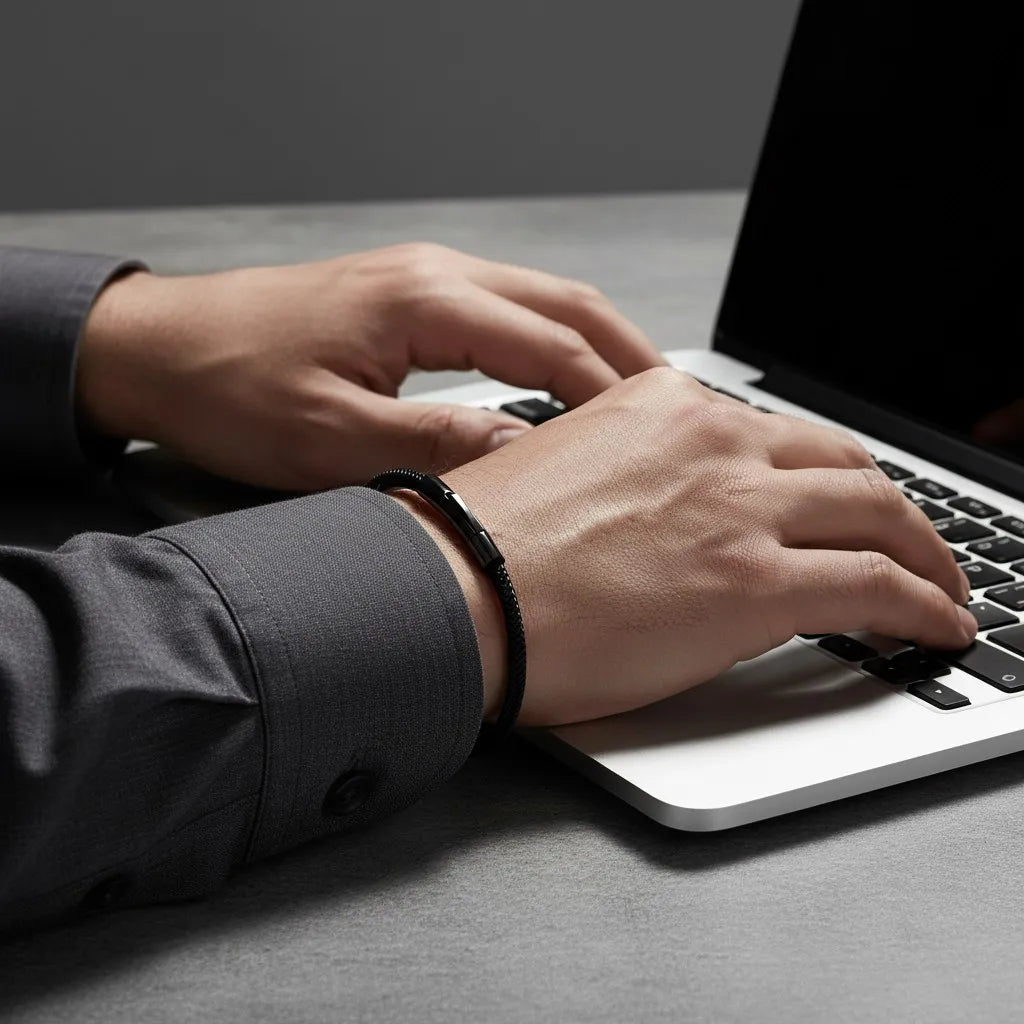 PULSEIRA DE METAL MONTRIER — TRAMA MINIMAL BLACK